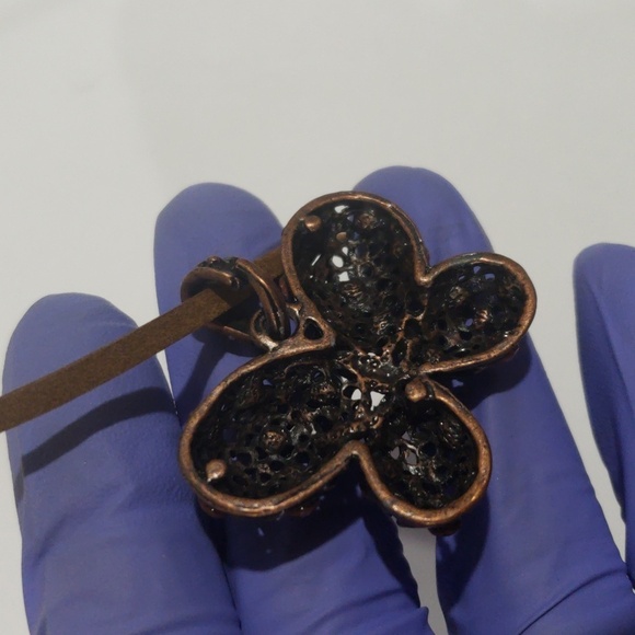 Brown Cord Filigree Butterfly Design Pendant Necklace - Women's Fashion Jewelry - Picture 8 of 8